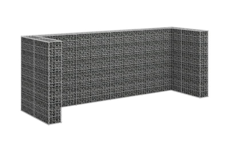 gabionvæg til affaldsspand 320x100x120 cm galvaniseret stål - Sølv - Hus & renovering - Indsynsbeskyttelse & indhegning - Mur