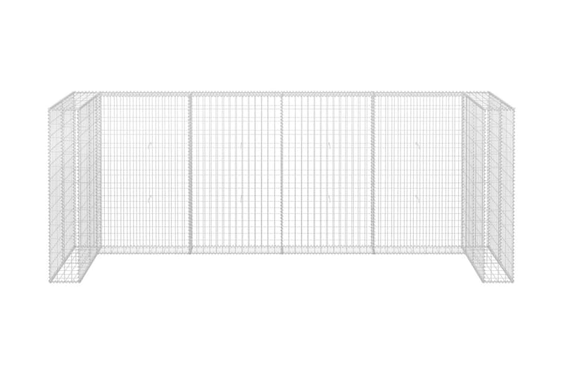 gabionvæg til affaldsspand 320x100x120 cm galvaniseret stål - Sølv - Hus & renovering - Indsynsbeskyttelse & indhegning - Mur
