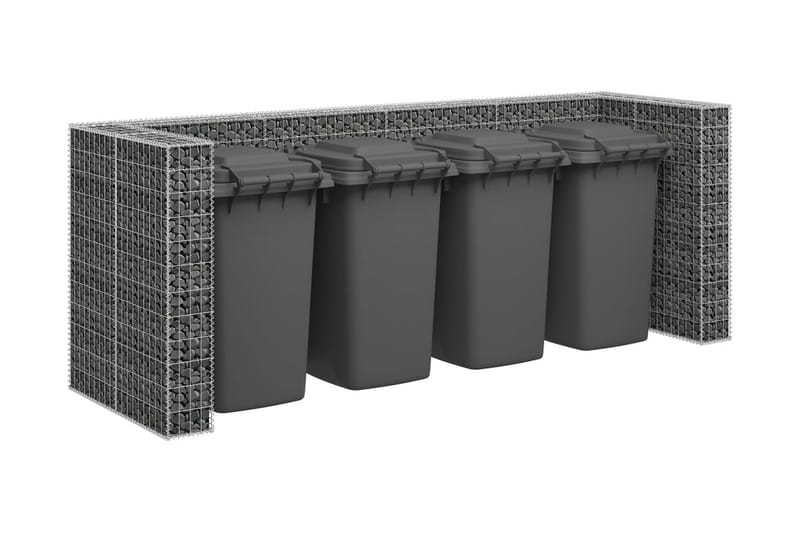 gabionvæg til affaldsspand 320x100x120 cm galvaniseret stål - Sølv - Hus & renovering - Indsynsbeskyttelse & indhegning - Mur