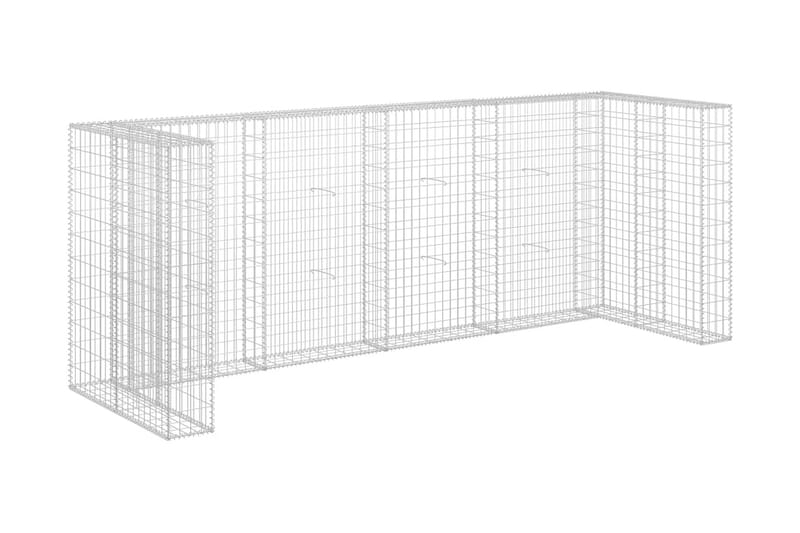 gabionvæg til affaldsspand 320x100x120 cm galvaniseret stål - Sølv - Hus & renovering - Indsynsbeskyttelse & indhegning - Mur
