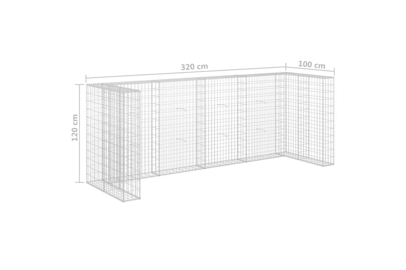 gabionvæg til affaldsspand 320x100x120 cm galvaniseret stål - Sølv - Hus & renovering - Indsynsbeskyttelse & indhegning - Mur