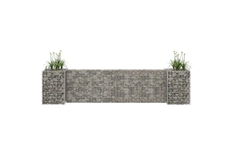 H-formet gabion-plantekasse 260x40x60 cm stål - Sølv - Hus & renovering - Indsynsbeskyttelse & indhegning - Mur