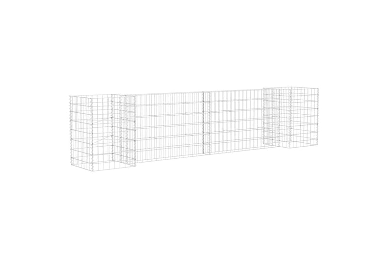H-formet gabion-plantekasse 260x40x60 cm stål - Sølv - Hus & renovering - Indsynsbeskyttelse & indhegning - Mur
