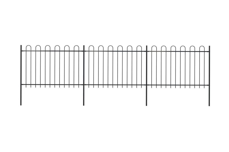 Havehegn Med Buet Top 5,1 X 1,2 M Sort Stål - Sort - Smedejernshegn & jernstakit