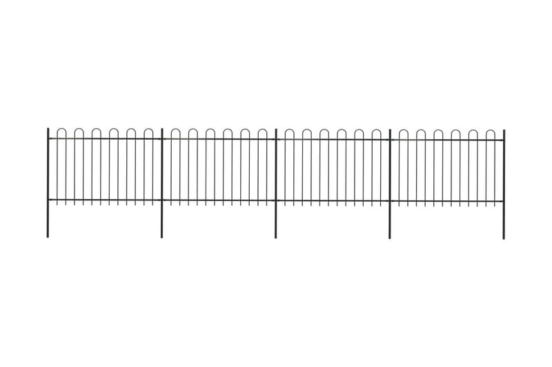 Havehegn Med Buet Top 6,8 X 1,2 M Sort Stål - Sort - Smedejernshegn & jernstakit