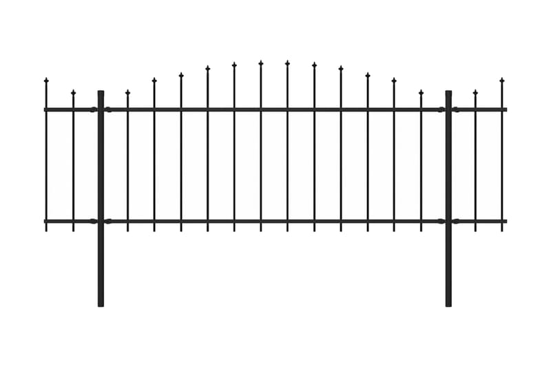 Havehegn med spydtop (0,5-0,75) x 10,2 m sort stål - Sort - Hus & renovering - Indsynsbeskyttelse & indhegning - Stakit