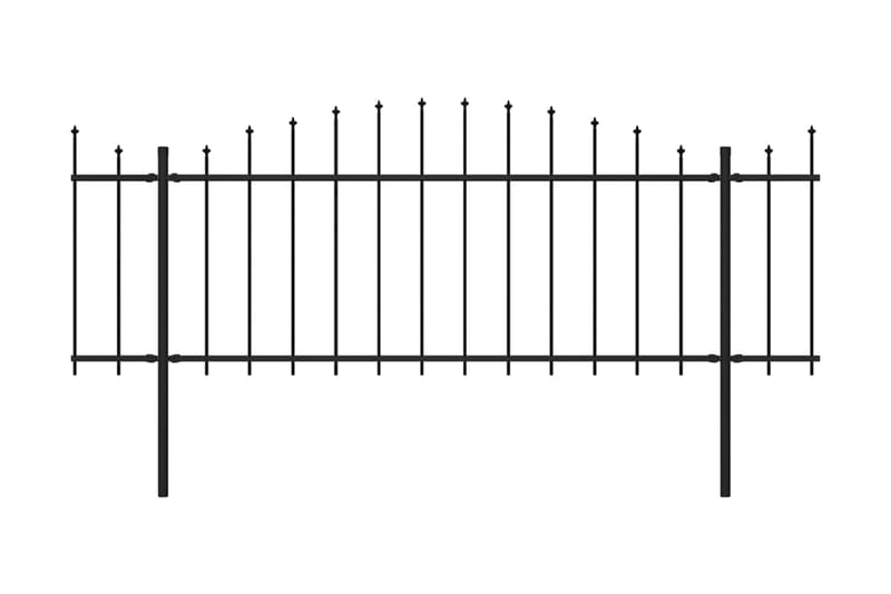 Havehegn med spydtop (0,5-0,75) x 11,9 m sort stål - Sort - Hus & renovering - Indsynsbeskyttelse & indhegning - Stakit