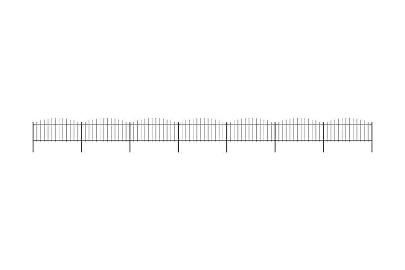 Havehegn med spydtop (0,5-0,75) x 11,9 m sort stål - Sort - Hus & renovering - Indsynsbeskyttelse & indhegning - Stakit