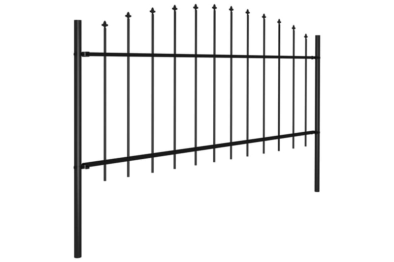 Havehegn med spydtop (0,5-0,75) x 13,6 m sort stål - Sort - Hus & renovering - Indsynsbeskyttelse & indhegning - Stakit