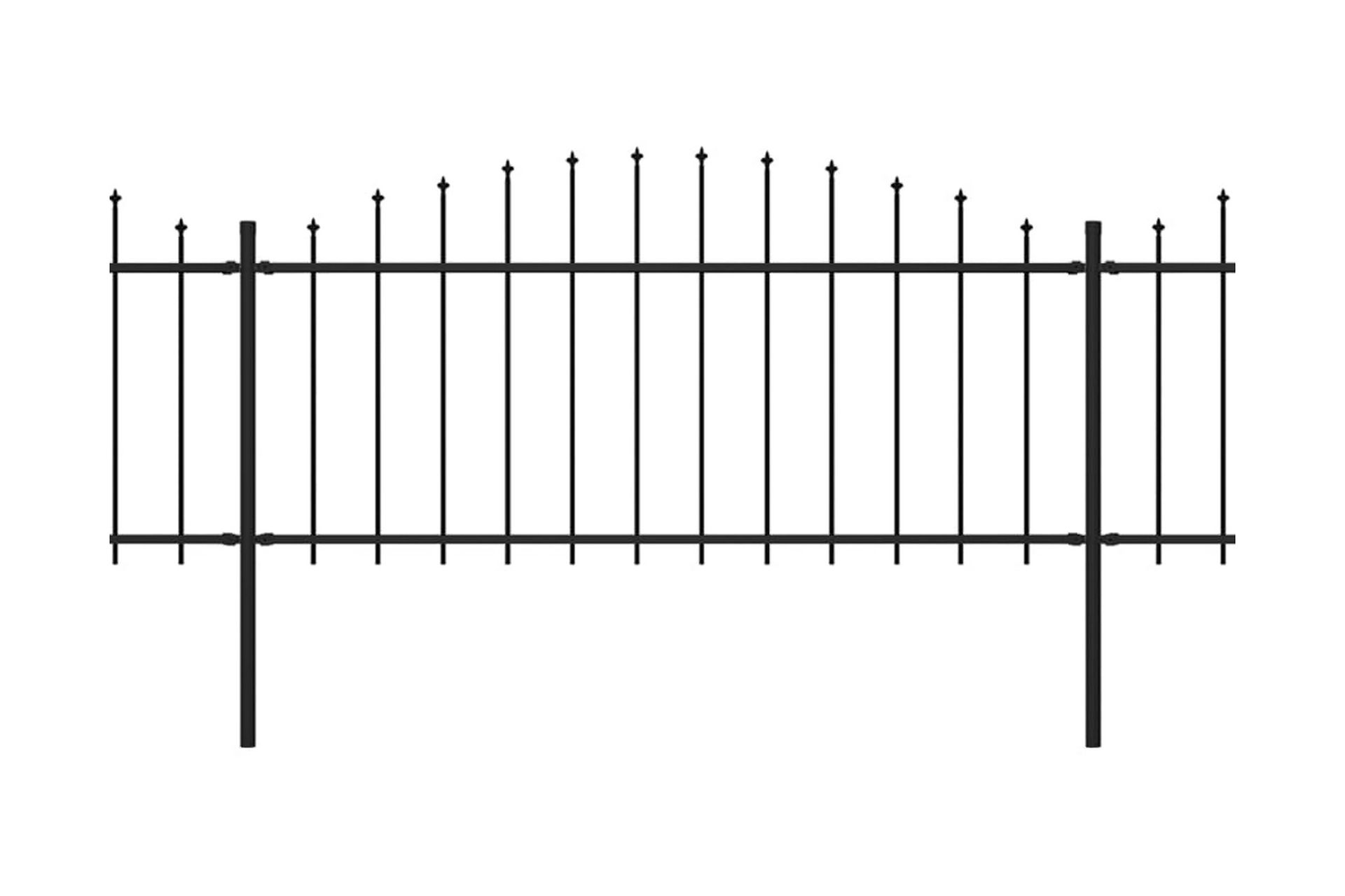 Havehegn med spydtop (0,5-0,75) x 3,4 m sort stål - Sort - Hus & renovering - Indsynsbeskyttelse & indhegning - Stakit