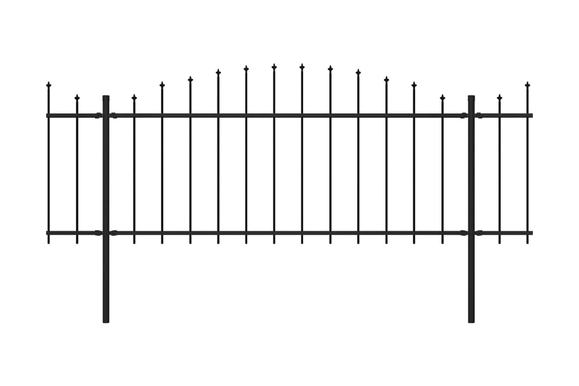 Havehegn med spydtop (0,5-0,75) x 5,1 m sort stål - Sort - Hus & renovering - Indsynsbeskyttelse & indhegning - Stakit