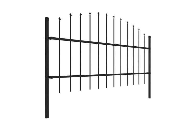 Havehegn med spydtop (0,75-1) x 5,1 m sort stål - Sort - Hus & renovering - Indsynsbeskyttelse & indhegning - Stakit