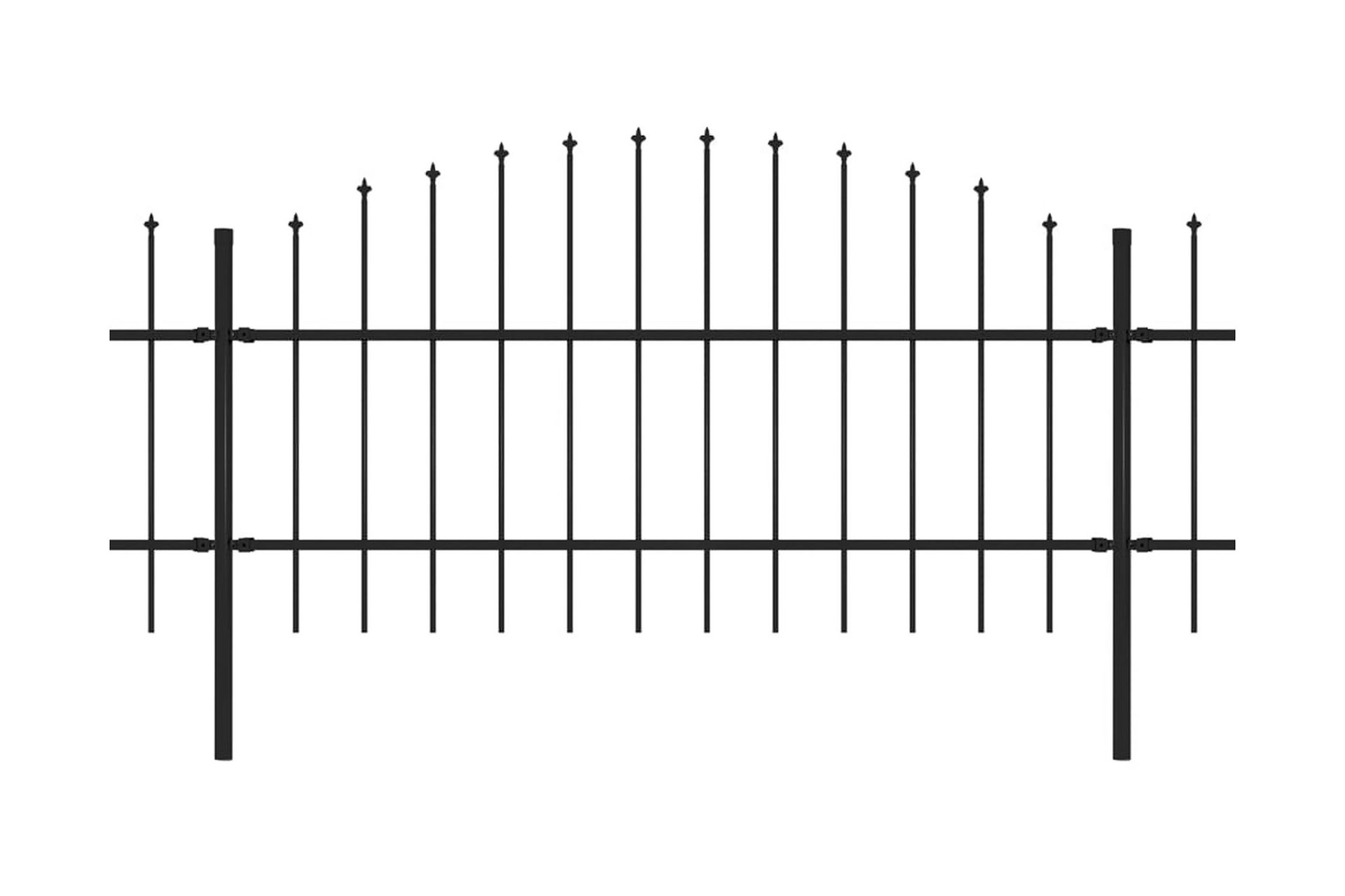 Havehegn med spydtop (0,75-1) x 6,8 m sort stål - Sort - Hus & renovering - Indsynsbeskyttelse & indhegning - Stakit