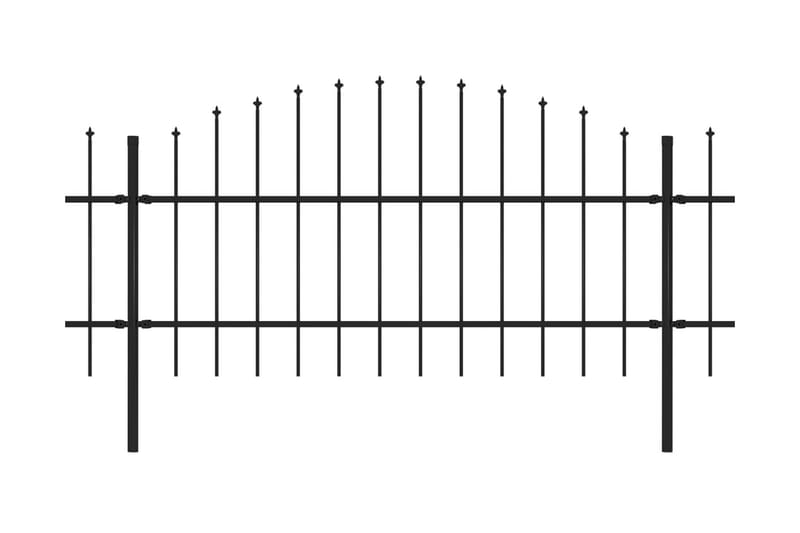 Havehegn med spydtop (0,75-1) x 6,8 m sort stål - Sort - Hus & renovering - Indsynsbeskyttelse & indhegning - Stakit
