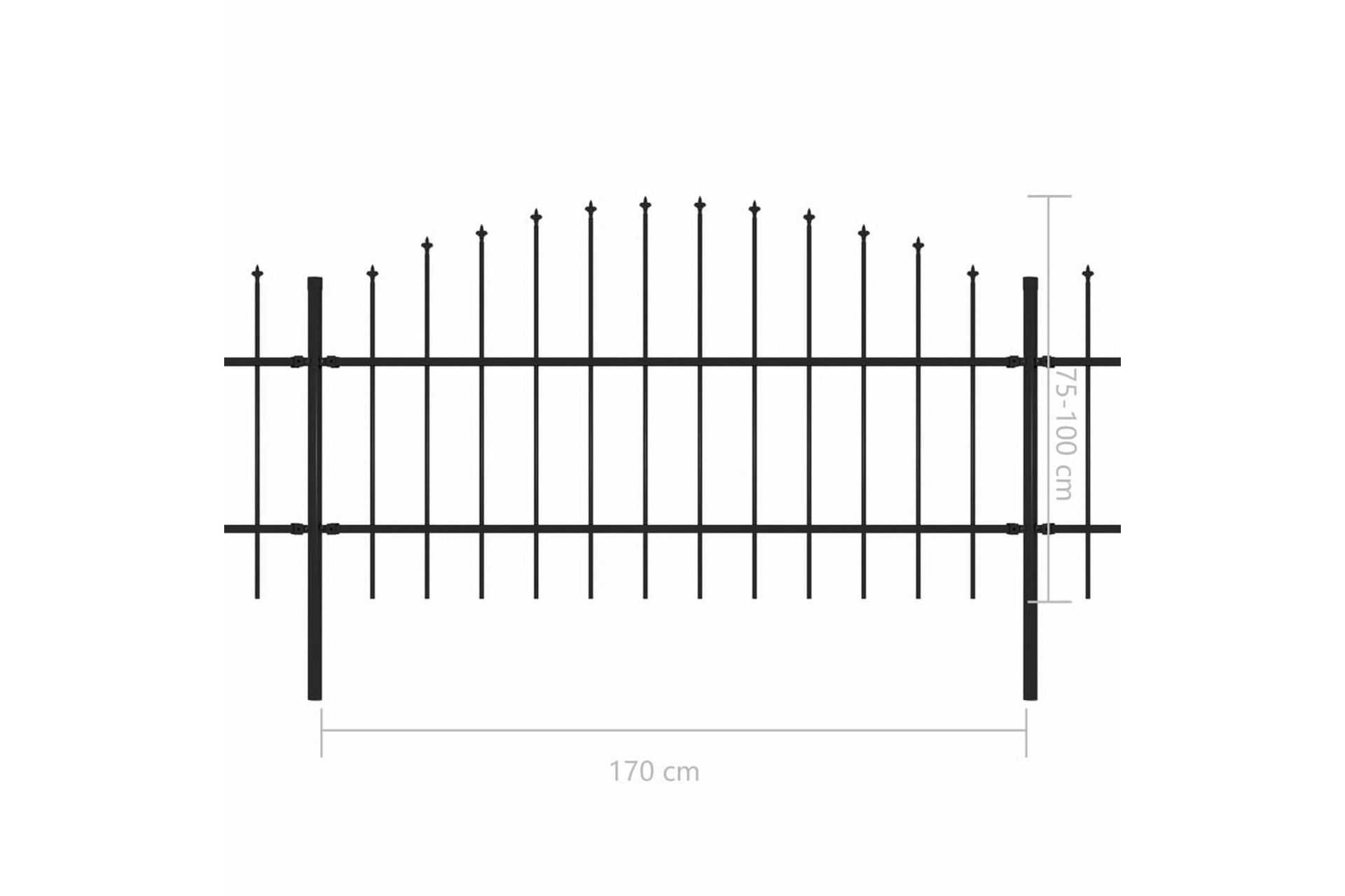 Havehegn Med Spydtop (0,75-1)x8,5 M Sort Stål - Hus & renovering - Indsynsbeskyttelse & indhegning - Stakit