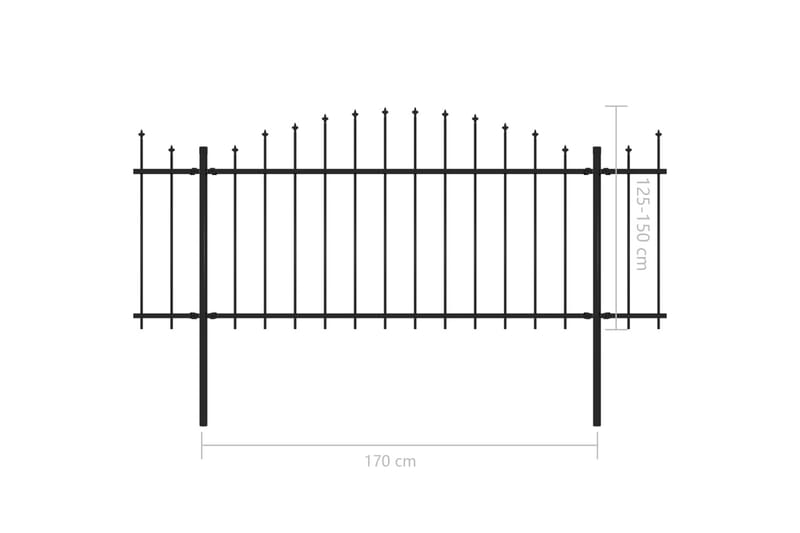 Havehegn Med Spydtop (1,25-1,5)x10,2 M Sort Stål - Smedejernshegn & jernstakit