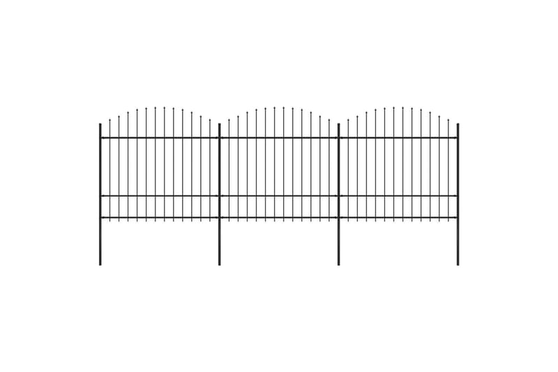Havehegn med spydtop (1,5-1,75) x 5,1 m sort stål - Sort - Hus & renovering - Indsynsbeskyttelse & indhegning - Stakit