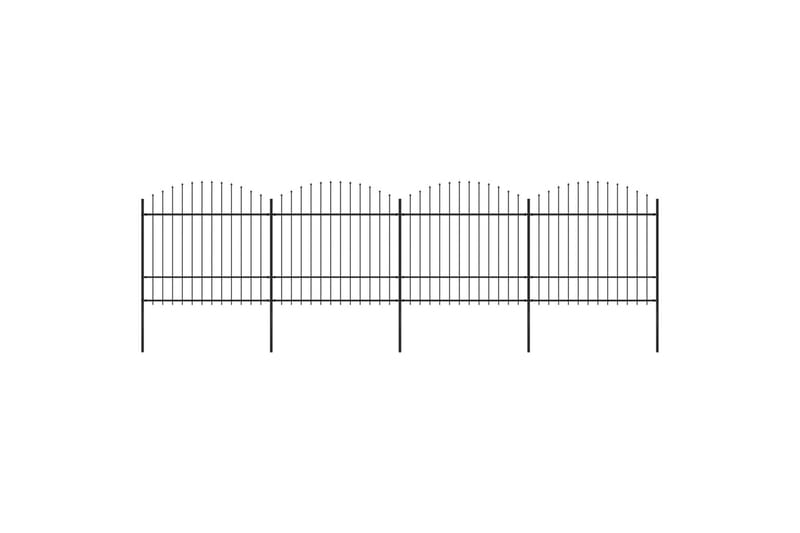 Havehegn med spydtop (1,5-1,75) x 6,8 m sort stål - Sort - Hus & renovering - Indsynsbeskyttelse & indhegning - Stakit