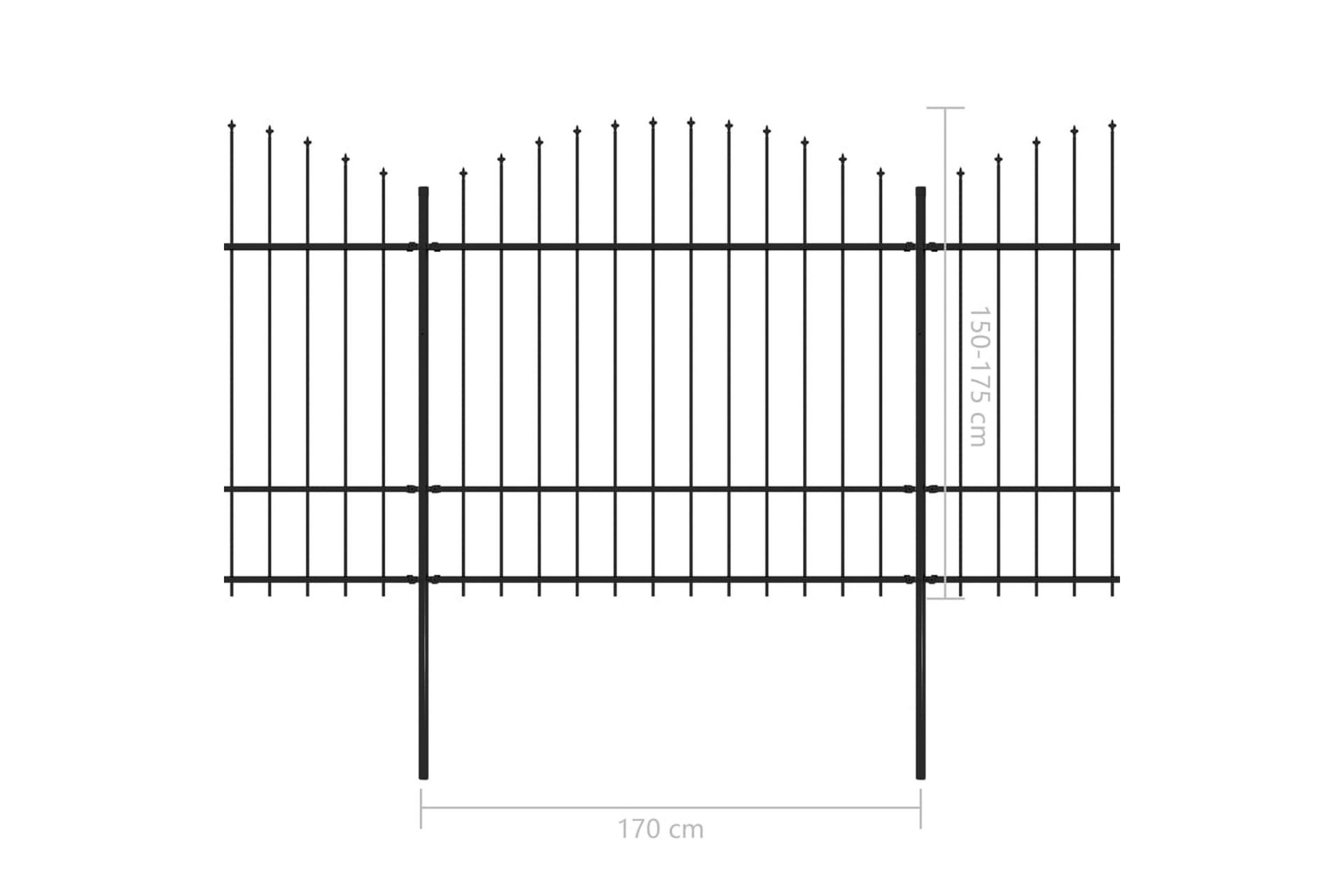 Havehegn Med Spydtop (1,5-1,75)x10,2 M Sort Stål - Hus & renovering - Indsynsbeskyttelse & indhegning - Stakit