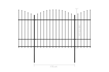 Havehegn Med Spydtop (1,5-1,75)x10,2 M Sort Stål - Hus & renovering - Indsynsbeskyttelse & indhegning - Stakit