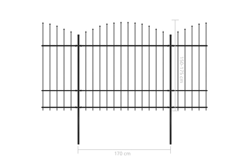 Havehegn Med Spydtop (1,5-1,75)x10,2 M Sort Stål - Smedejernshegn & jernstakit