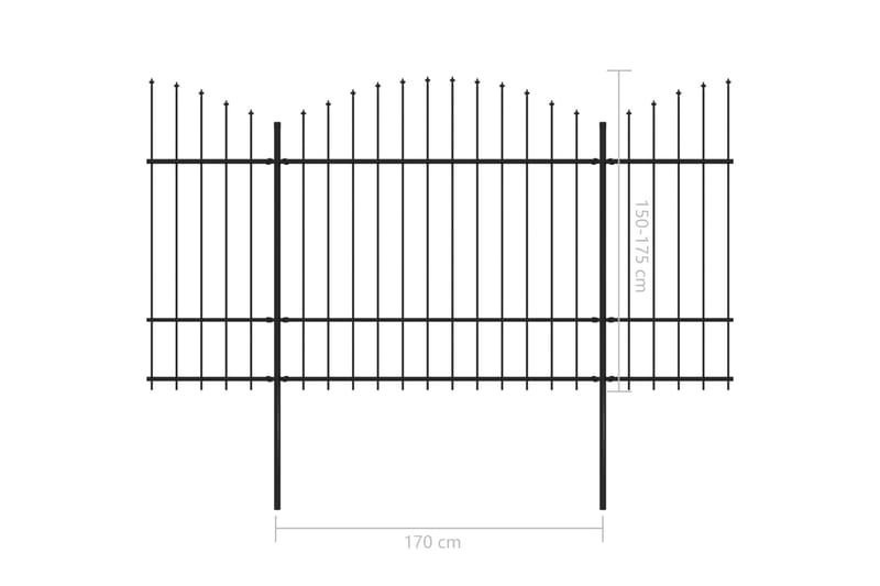 Havehegn Med Spydtop (1,5-1,75)x15,3 M Sort Stål - Smedejernshegn & jernstakit