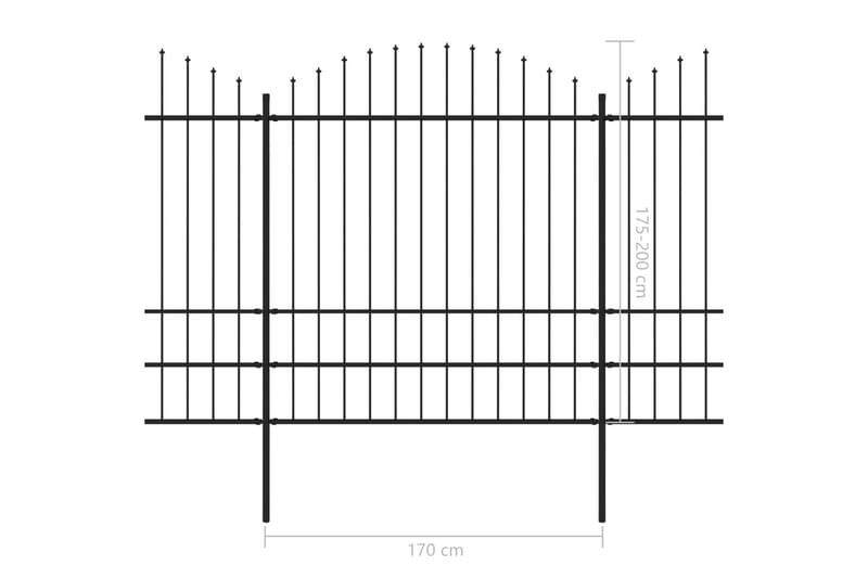 Havehegn Med Spydtop (1,75-2)x10,2 M Sort Stål - Smedejernshegn & jernstakit