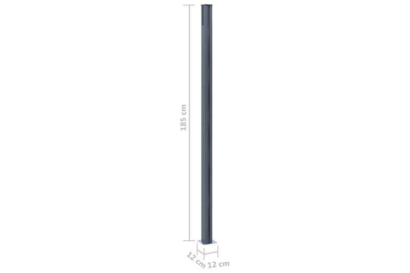 hegnspæle 3 stk. 185 cm aluminium mørkegrå - Stakitstolper