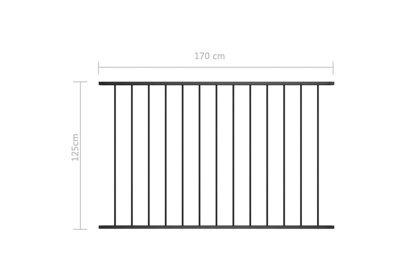 hegnspanel 1,7 x 1,25 m pulverlakeret stål sort - Sort - Hus & renovering - Indsynsbeskyttelse & indhegning - Stakit
