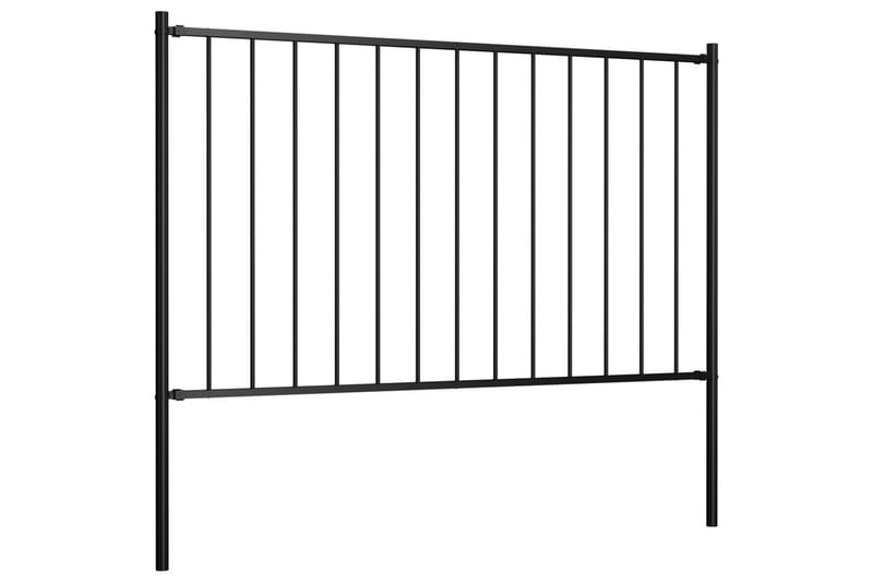 hegnspanel med stolper 1,7 x 1,25 m pulverlakeret stål sort - Sort - Hus & renovering - Indsynsbeskyttelse & indhegning - Stakit