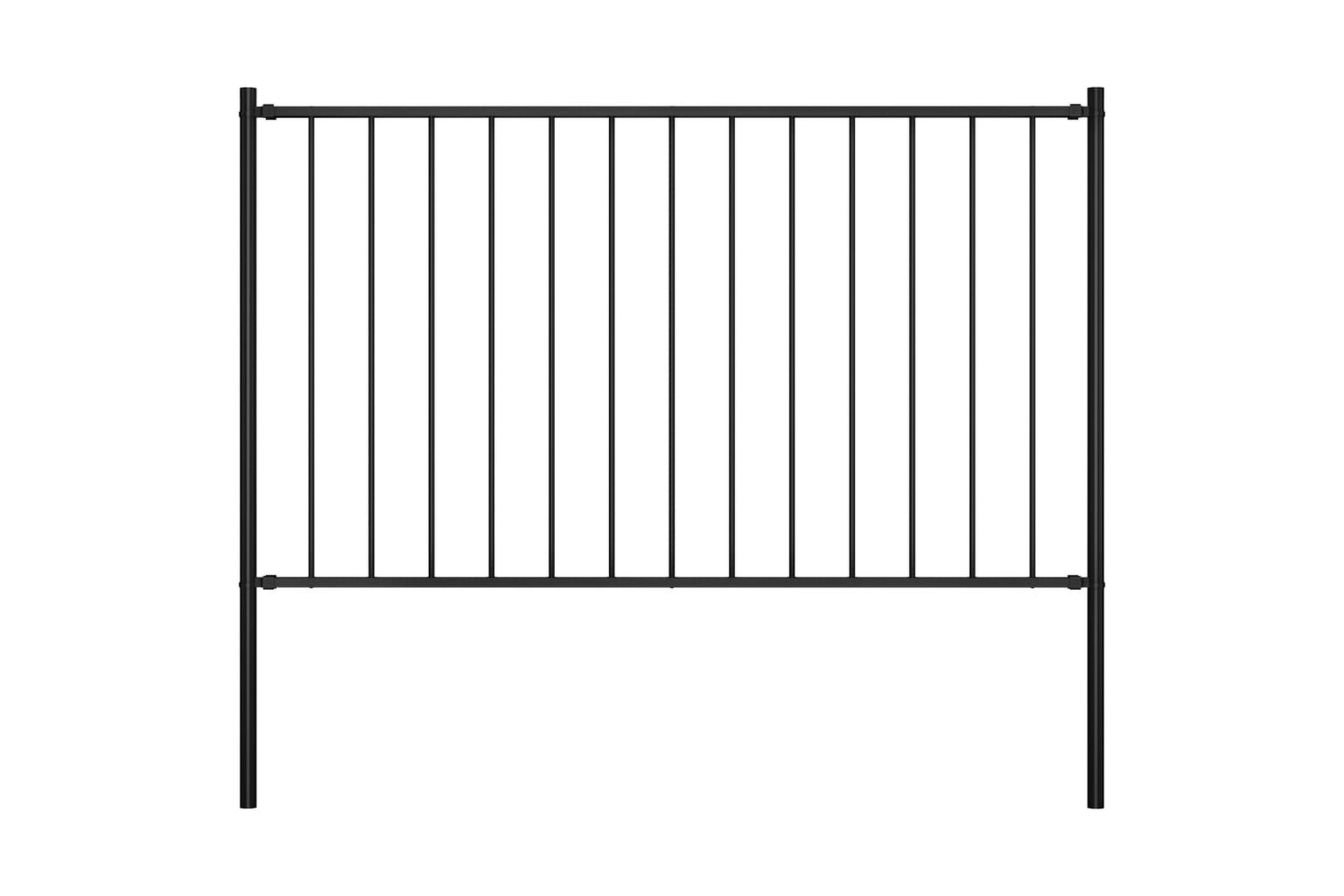 hegnspanel med stolper 1,7 x 1,25 m pulverlakeret stål sort - Sort - Hus & renovering - Indsynsbeskyttelse & indhegning - Stakit