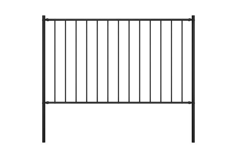 hegnspanel med stolper 1,7 x 1,25 m pulverlakeret stål sort - Sort - Hus & renovering - Indsynsbeskyttelse & indhegning - Stakit
