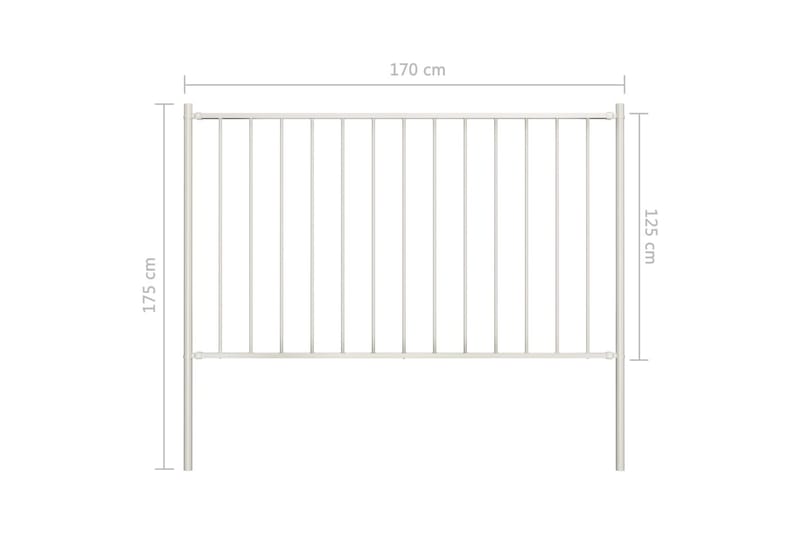 hegnspanel med stolper 1,7 x 1,25 m pulverlakeret stål hvid - Hvid - Hus & renovering - Indsynsbeskyttelse & indhegning - Stakit