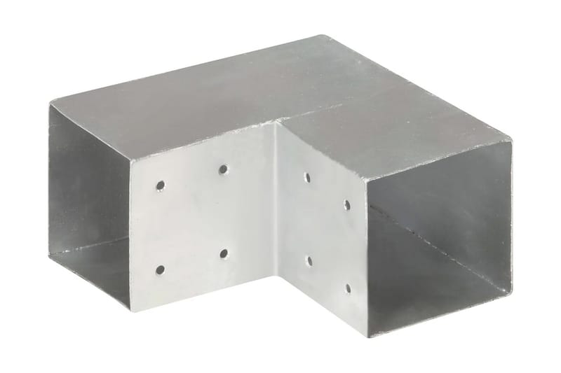 stolpebeslag L-form 4 stk. 101x101 mm galvaniseret metal - Sølv - Stakitstolper
