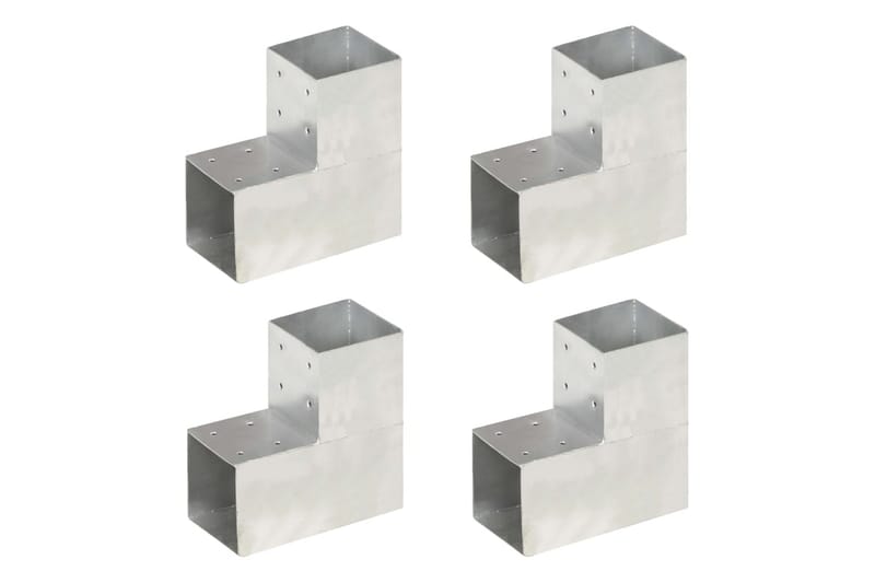 stolpebeslag L-form 4 stk. 101x101 mm galvaniseret metal - Sølv - Hus & renovering - Indsynsbeskyttelse & indhegning - Stakit