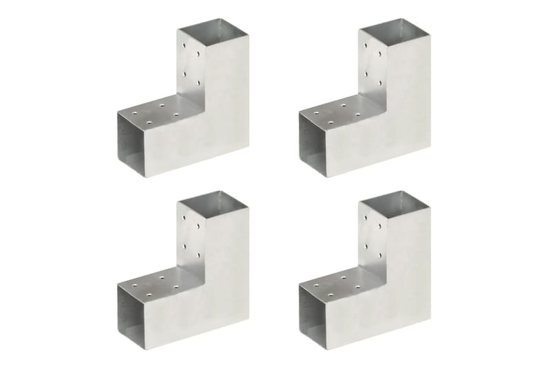 stolpebeslag L-form 4 stk. 71x71 mm galvaniseret metal - Sølv - Hus & renovering - Indsynsbeskyttelse & indhegning - Stakit