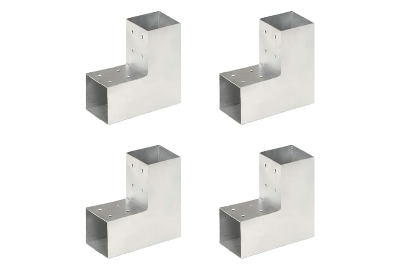 stolpebeslag L-form 4 stk. 81x81 mm galvaniseret metal - Sølv - Hus & renovering - Indsynsbeskyttelse & indhegning - Stakit