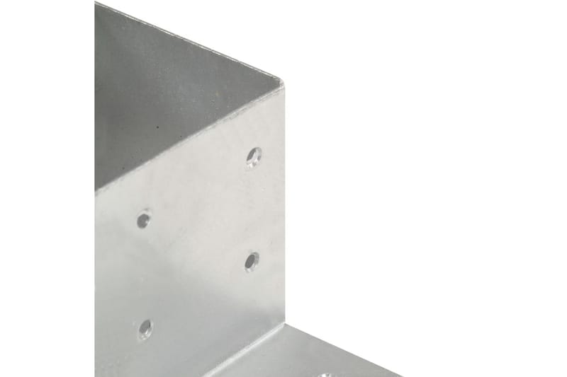 stolpebeslag L-form 4 stk. 81x81 mm galvaniseret metal - Sølv - Stakitstolper