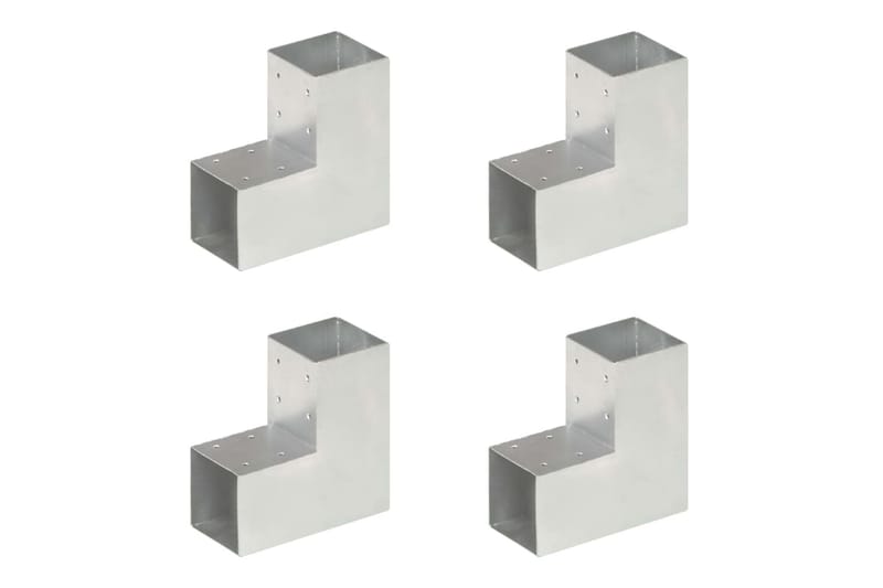 stolpebeslag L-form 4 stk. 91x91 mm galvaniseret metal - Sølv - Hus & renovering - Indsynsbeskyttelse & indhegning - Stakit