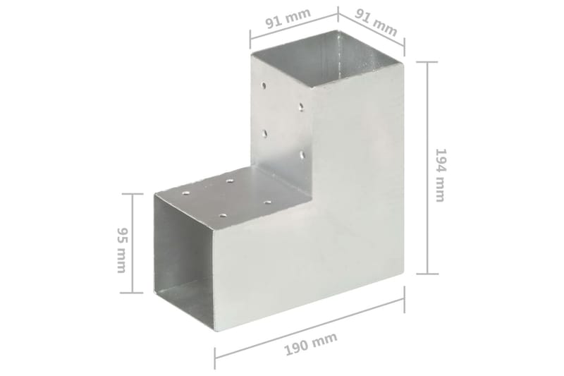 stolpebeslag L-form 4 stk. 91x91 mm galvaniseret metal - Sølv - Hus & renovering - Indsynsbeskyttelse & indhegning - Stakit