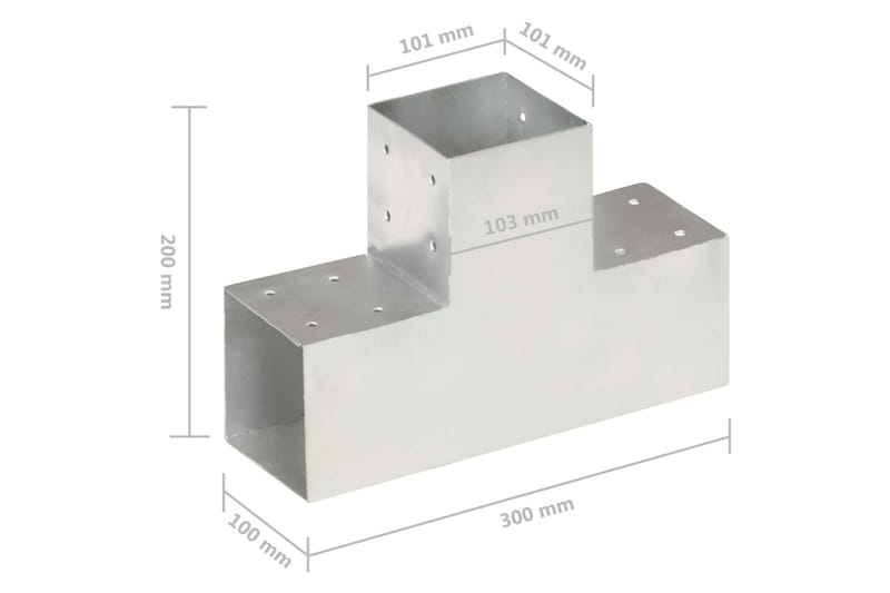 stolpebeslag T-form 101x101 mm galvaniseret metal - Sølv - Hus & renovering - Indsynsbeskyttelse & indhegning - Stakit
