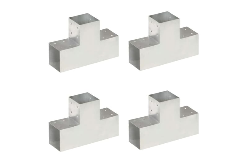 stolpebeslag T-form 4 stk. 101x101 mm galvaniseret metal - Sølv - Hus & renovering - Indsynsbeskyttelse & indhegning - Stakit