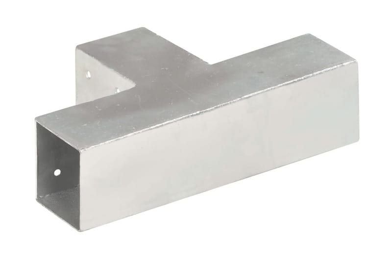 stolpebeslag T-form 4 stk. 71x71 mm galvaniseret metal - Sølv - Stakitstolper