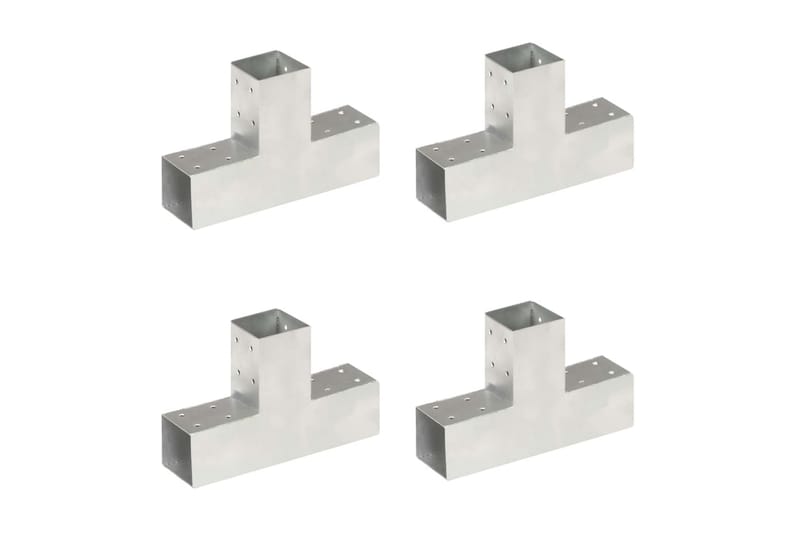 stolpebeslag T-form 4 stk. 71x71 mm galvaniseret metal - Sølv - Hus & renovering - Indsynsbeskyttelse & indhegning - Stakit
