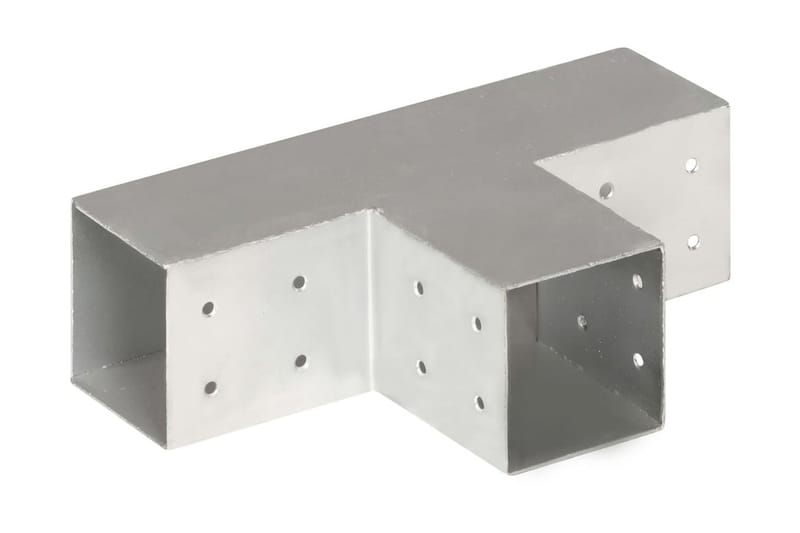 stolpebeslag T-form 4 stk. 81x81 mm galvaniseret metal - Sølv - Hus & renovering - Indsynsbeskyttelse & indhegning - Stakit