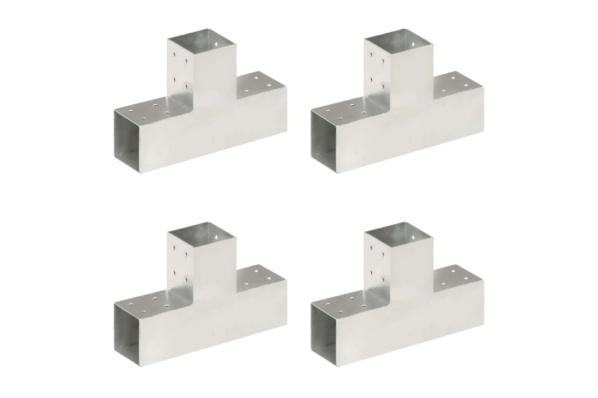 stolpebeslag T-form 4 stk. 81x81 mm galvaniseret metal - Sølv - Hus & renovering - Indsynsbeskyttelse & indhegning - Stakit