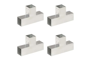stolpebeslag T-form 4 stk. 81x81 mm galvaniseret metal - Sølv - Hus & renovering - Indsynsbeskyttelse & indhegning - Stakit