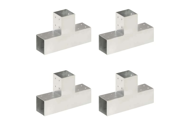 stolpebeslag T-form 4 stk. 81x81 mm galvaniseret metal - Sølv - Hus & renovering - Indsynsbeskyttelse & indhegning - Stakit