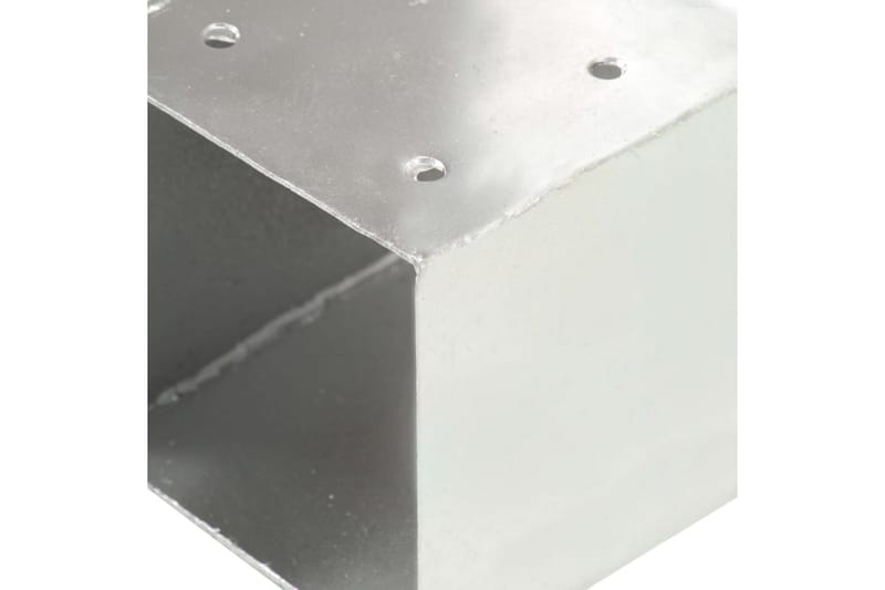 stolpebeslag T-form 4 stk. 81x81 mm galvaniseret metal - Sølv - Stakitstolper