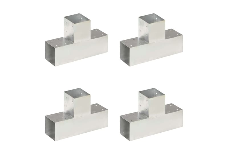 stolpebeslag T-form 4 stk. 91x91 mm galvaniseret metal - Sølv - Hus & renovering - Indsynsbeskyttelse & indhegning - Stakit
